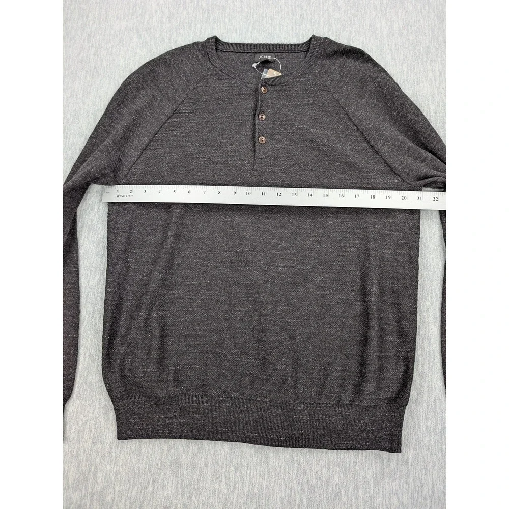 J.Crew Sweater Mens Medium Gray Cotton Henley Long Sleeve Casual Classic Knit